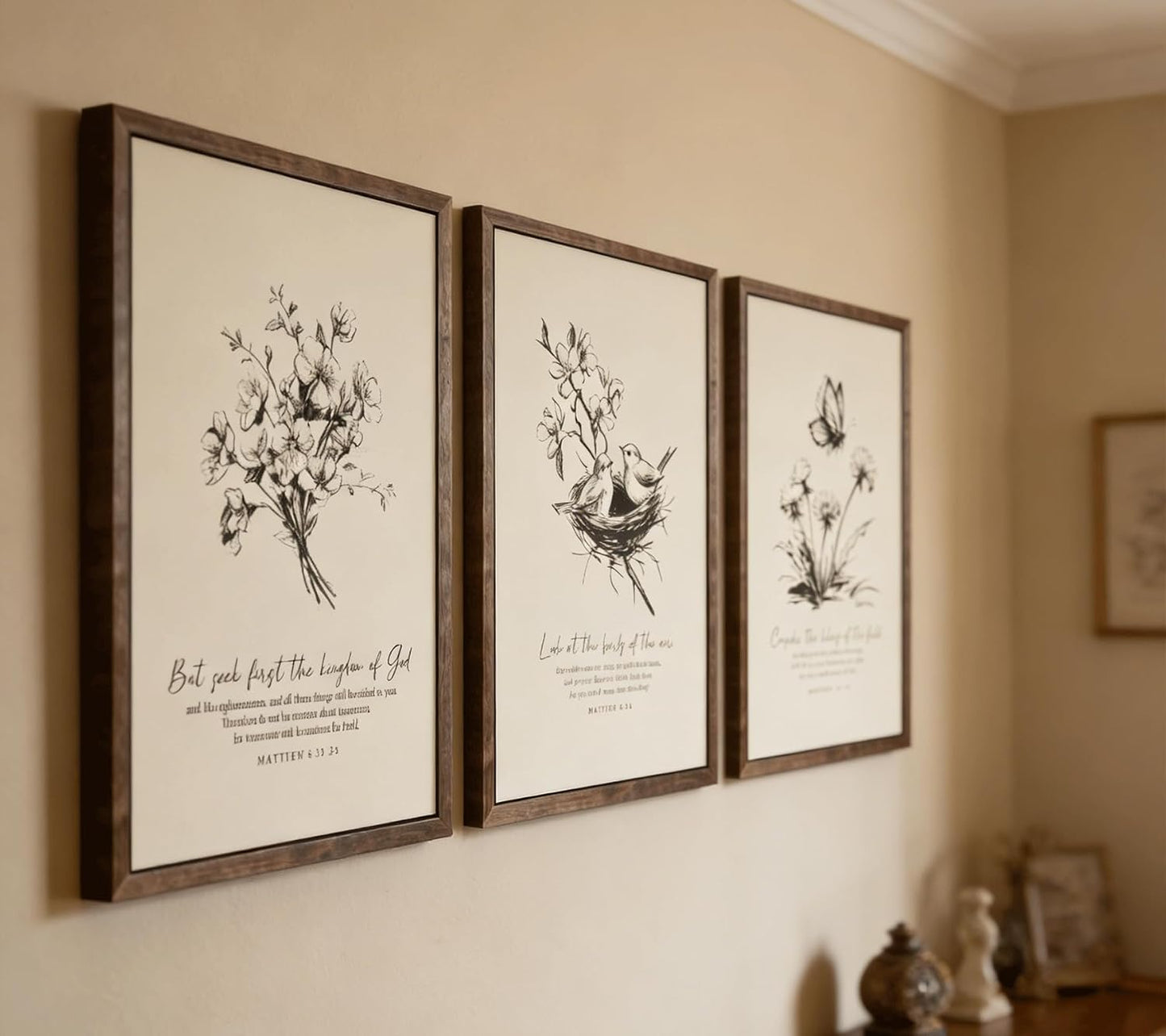 3 pósteres de lienzo floral cristiano para pared, arte de pared con...