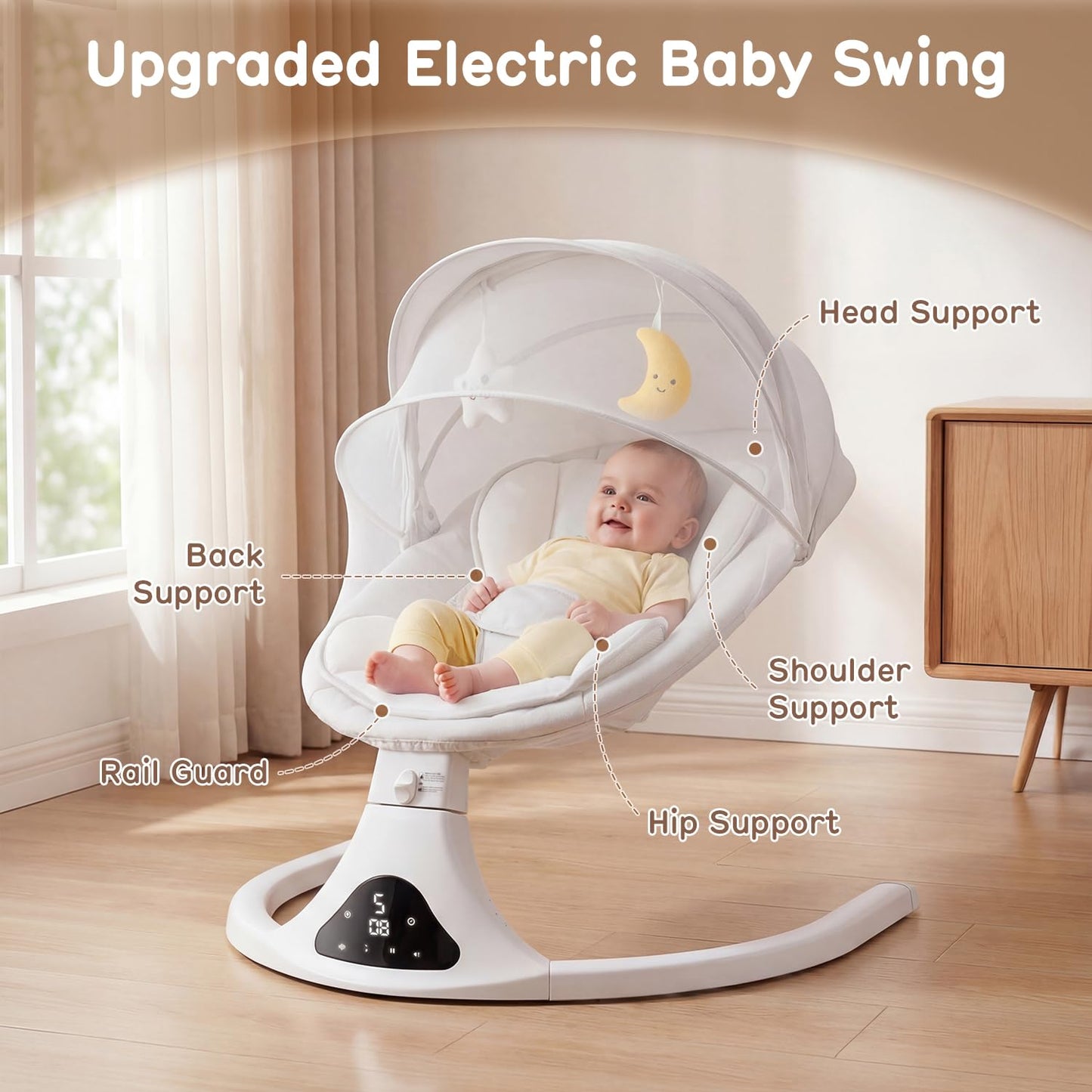 Columpio eléctrico para bebés y niños pequeños | Columpio portátil...
