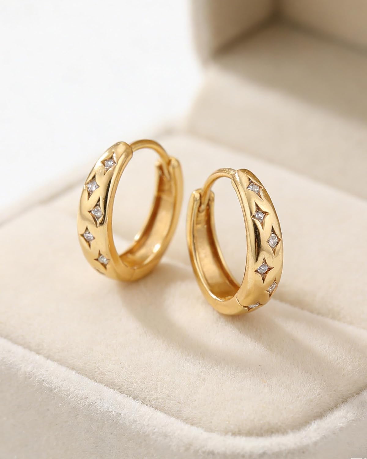 Aretes de ópalo chapados en oro de 14 quilates para mujer, aretes d...