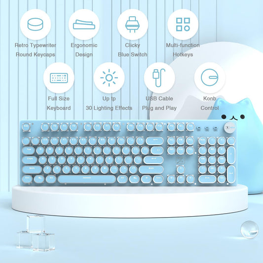 LexonElec Teclado mecánico retro para juegos estilo máquina de escr...