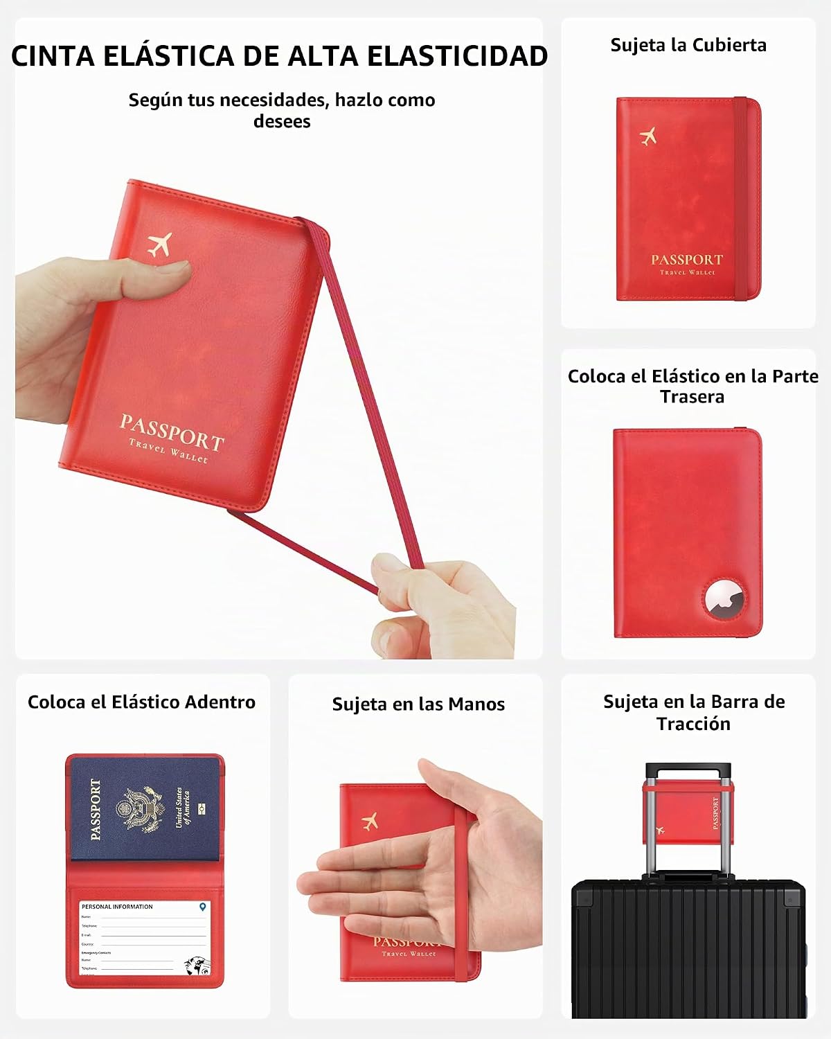 Stouchi AirTag - Cartera de viaje delgada RFID | Cuero PU ultradelg...