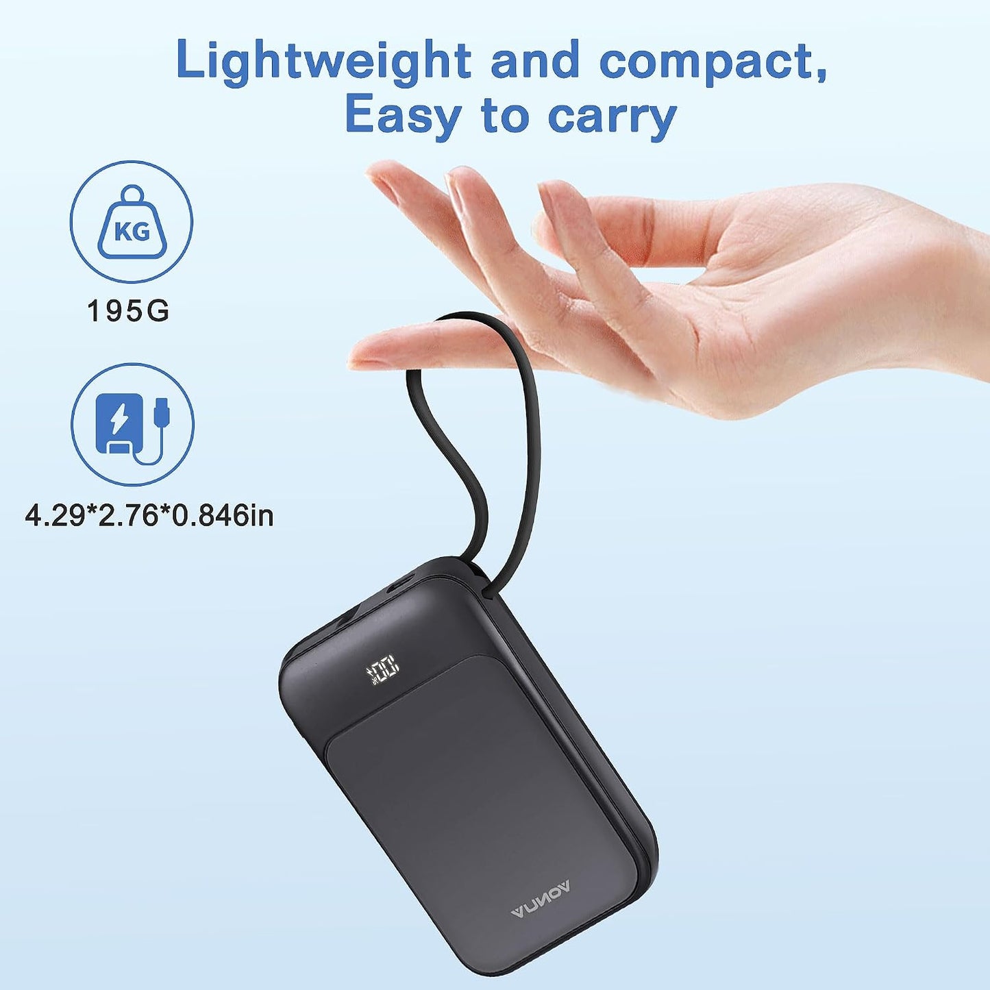VONUV Banco de Energía Magnético 10000mAh, Cargador Portátil Inalám...