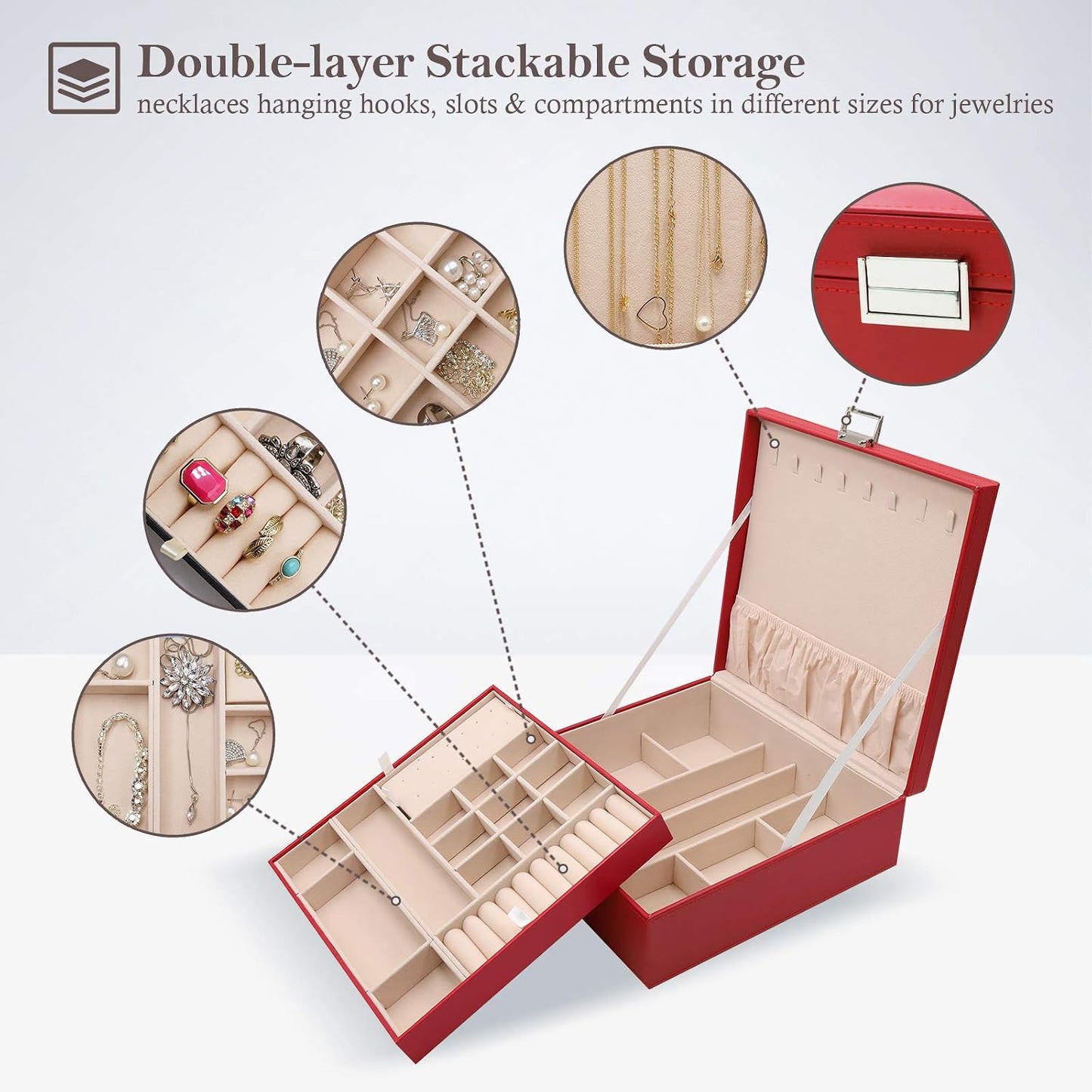 ProCase Caja de Joyas para Mujeres, 2 Capas Organizador de Joyas de...