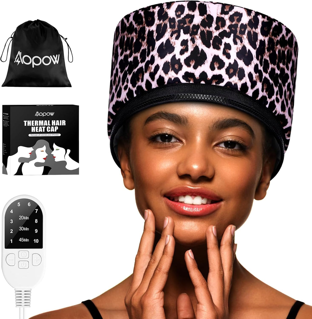 Heat Cap Leopard - Gorro térmico de vapor \u2013 Calefacción de 10...