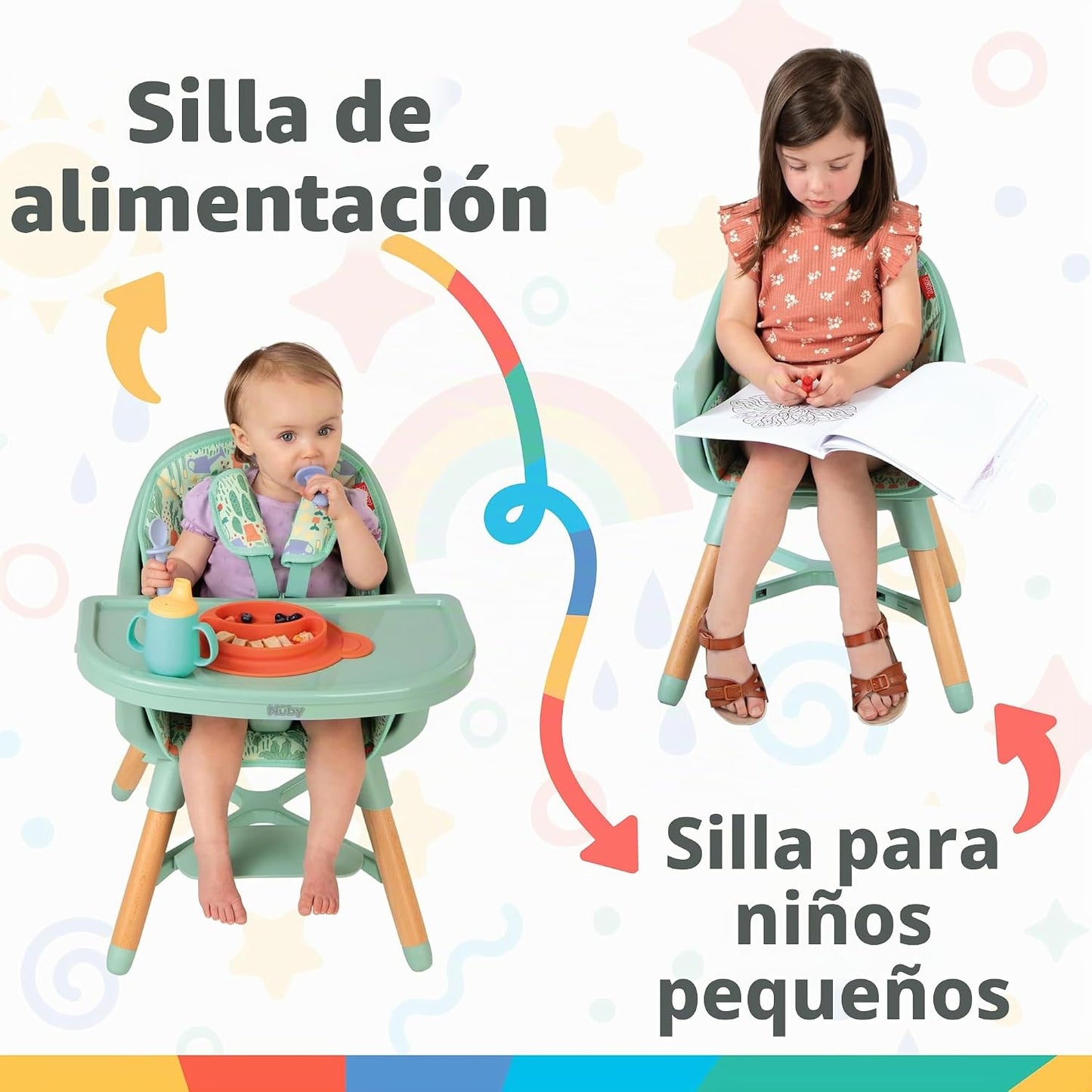 Nuby - Silla alta multiusos 4 en 1 | Beige