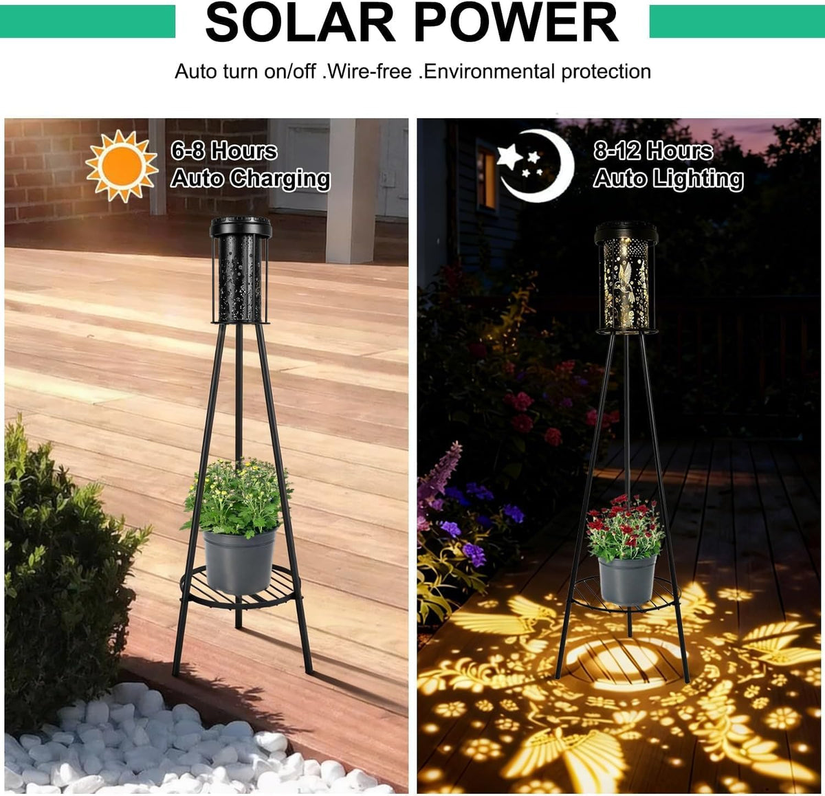 SendaLife Lámparas de pie solares para exterior RGB con cambio de c...