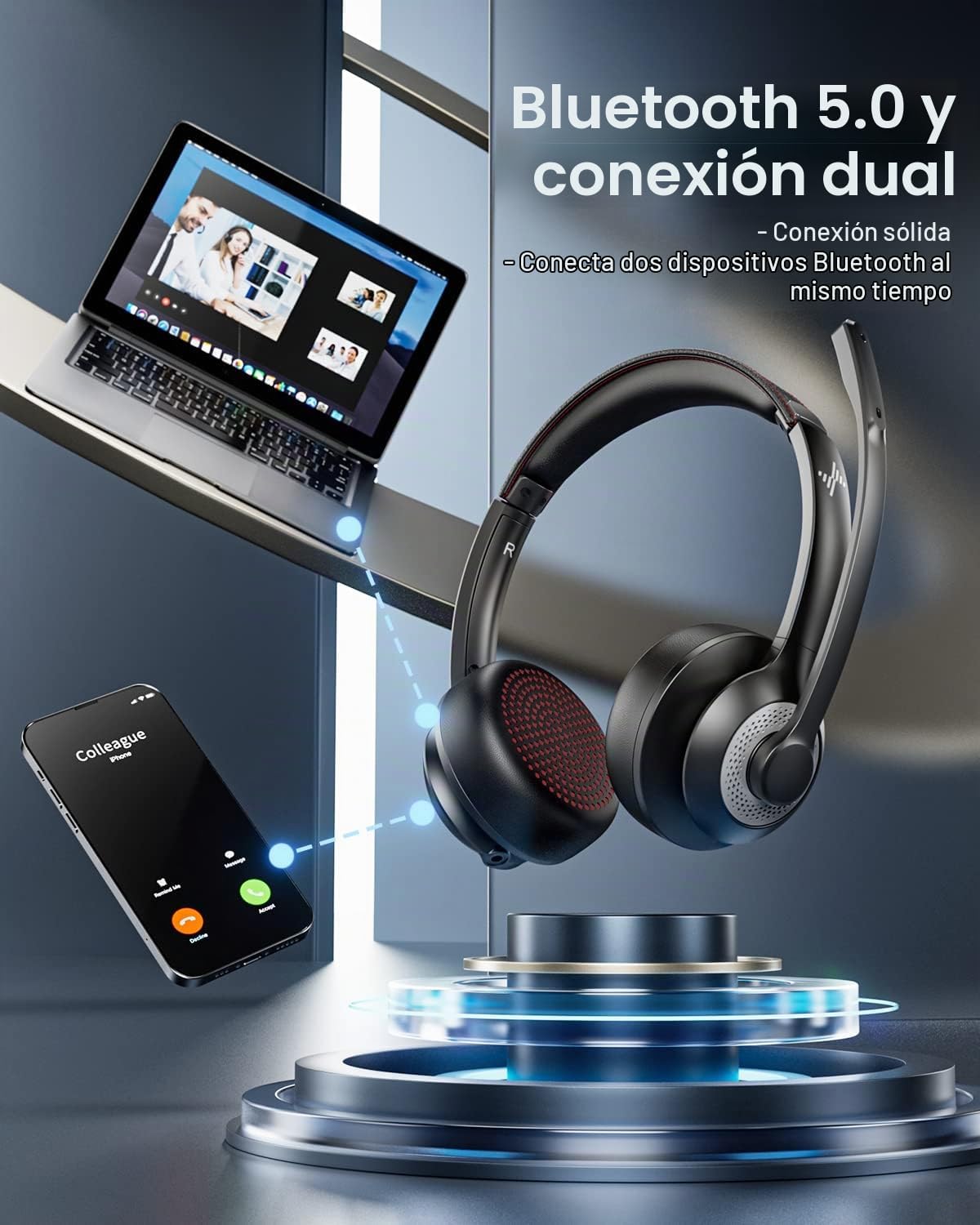 JIAMQISHI Auriculares inalámbricos con micrófono con cancelación de...