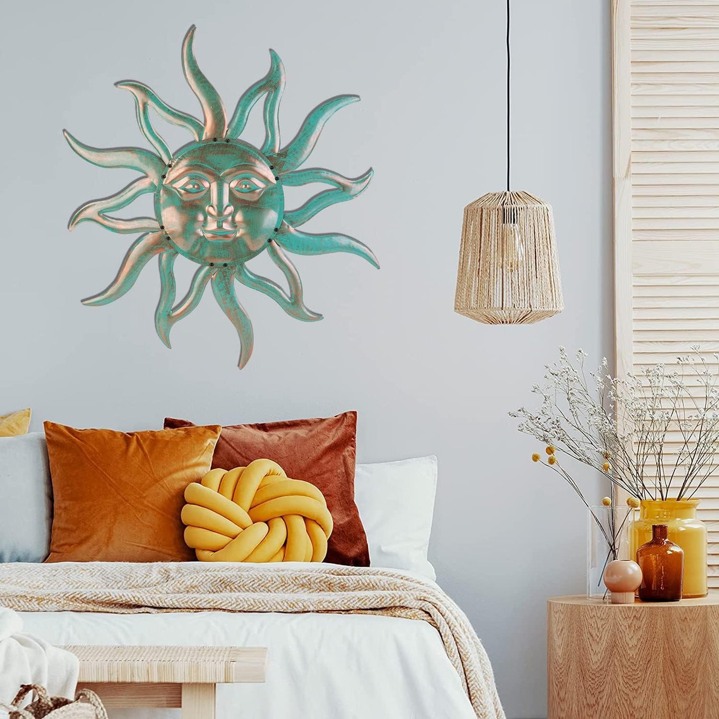Arte de pared de metal del sol para decoración al aire libre - Escu...