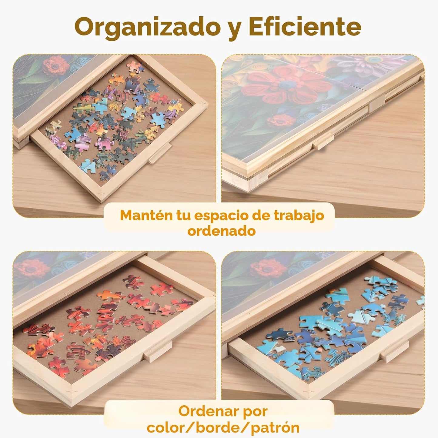 Tablero giratorio de rompecabezas de 1500 piezas con 4 cajones, mes...