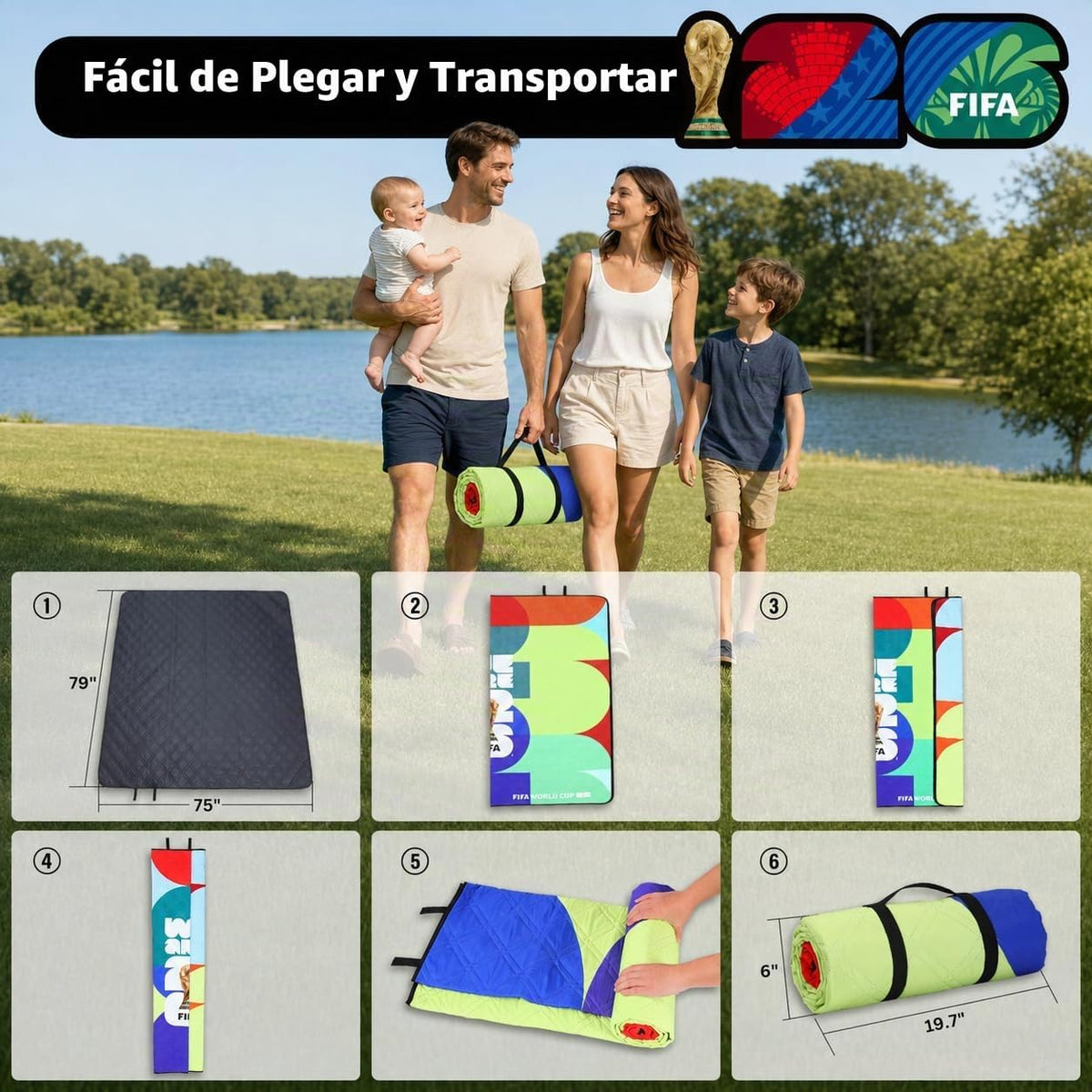 Manta de picnic de la Copa Mundial de la FIFA 2026, manta de playa...