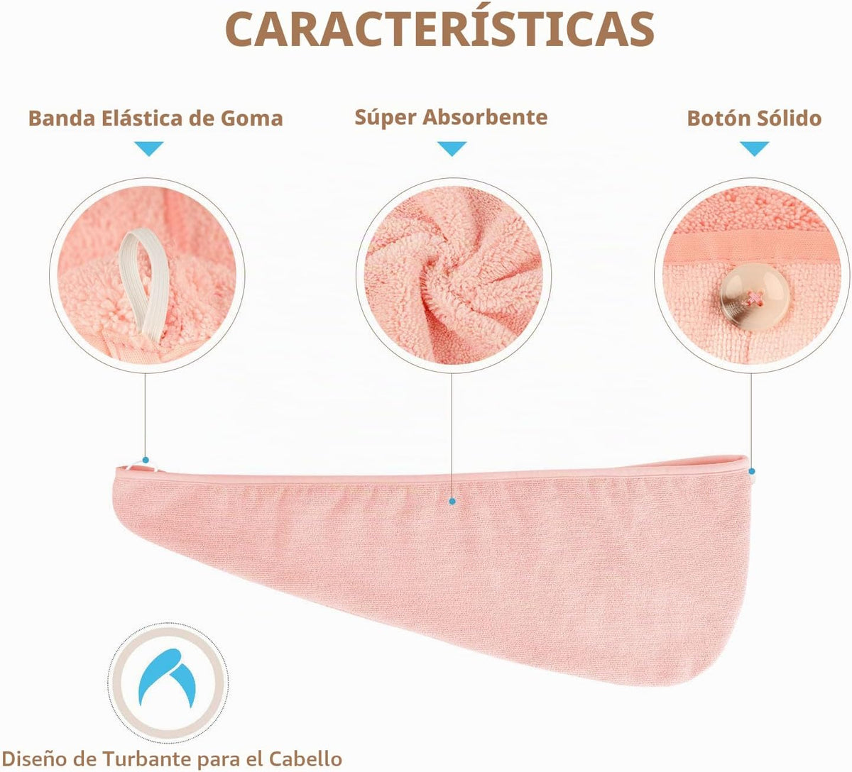 AIDEA - Toalla para el cabello, paquete de 5 toallas absorbentes de...