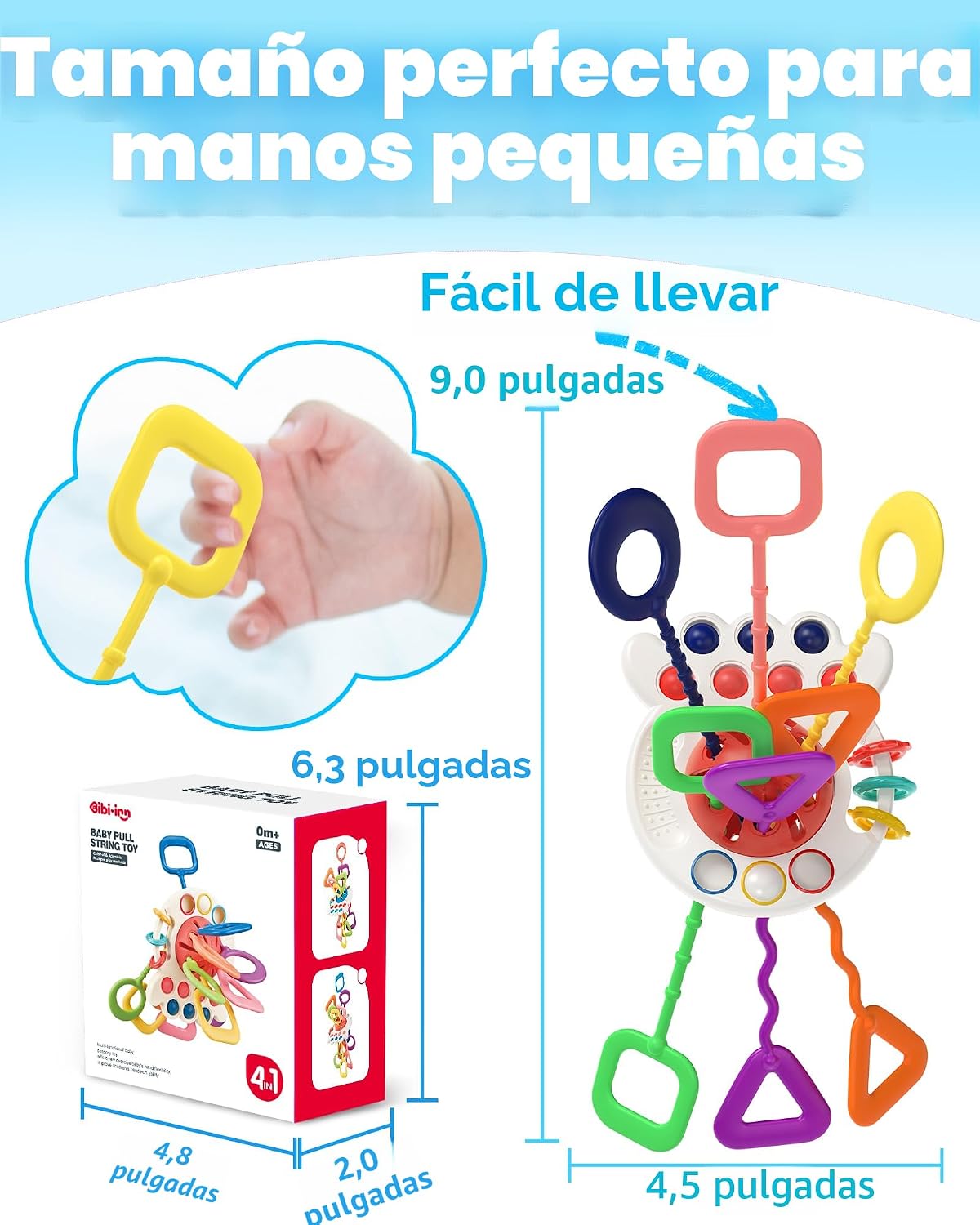 Juguetes Montessori sensoriales para bebés de 6 a 12 a 18 meses, ju...