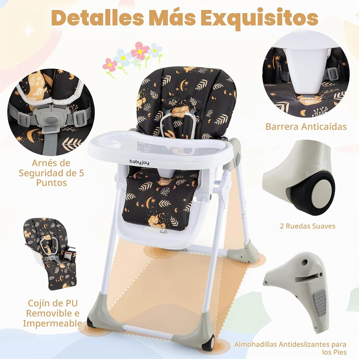 BABY JOY Silla alta convertible para bebés y niños pequeños, altura...