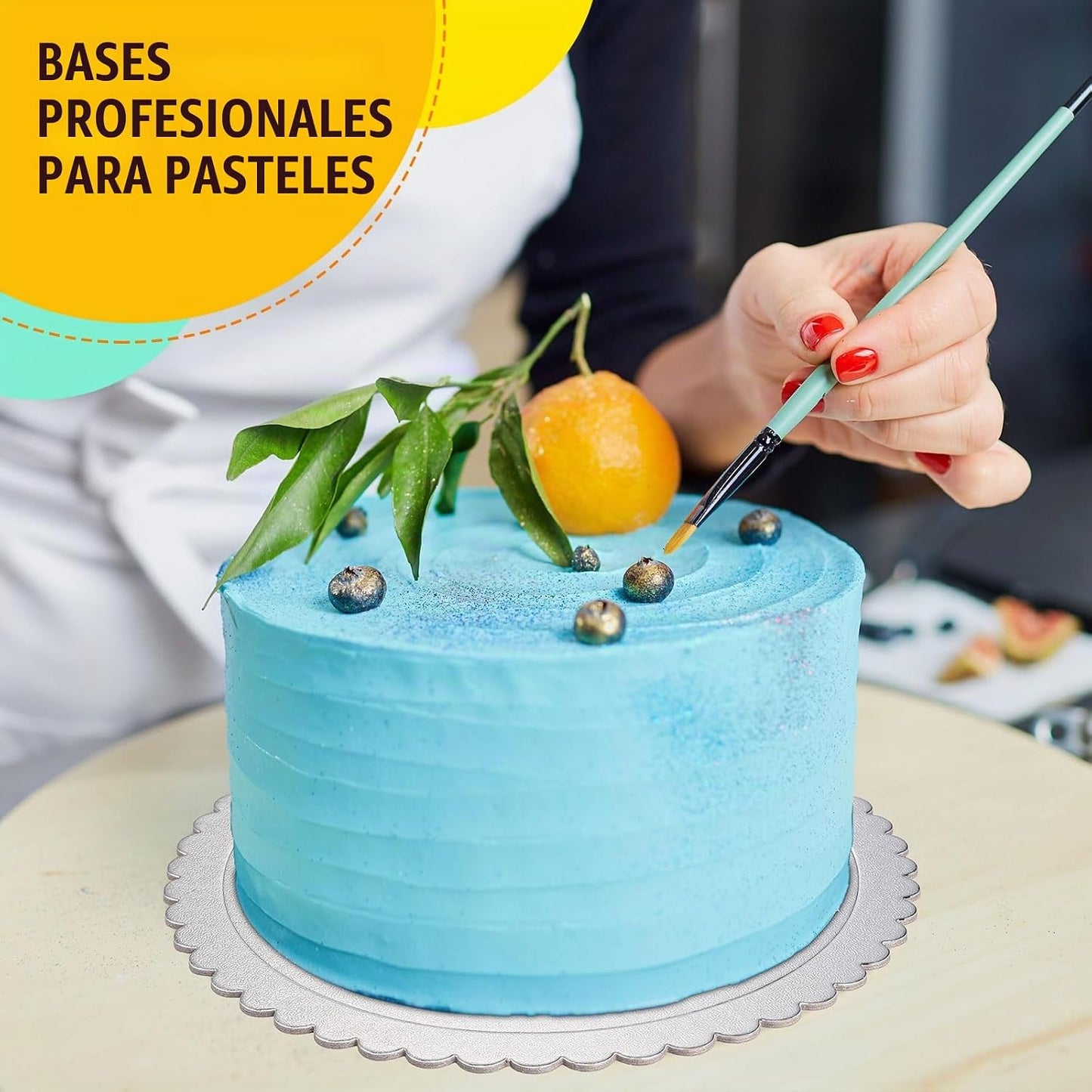 Paquete de 50 tableros redondos plateados de 12 pulgadas, soporte r...