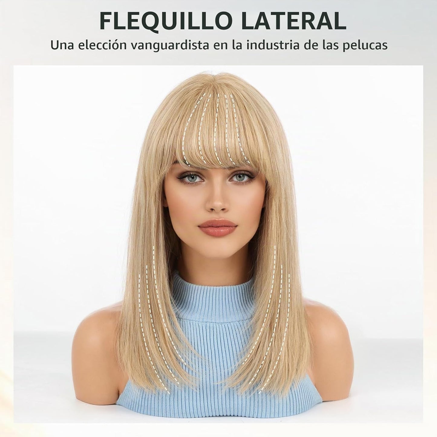 Wear but free KKU Peluca de cabello humano rubio de 16 pulgadas, pe...