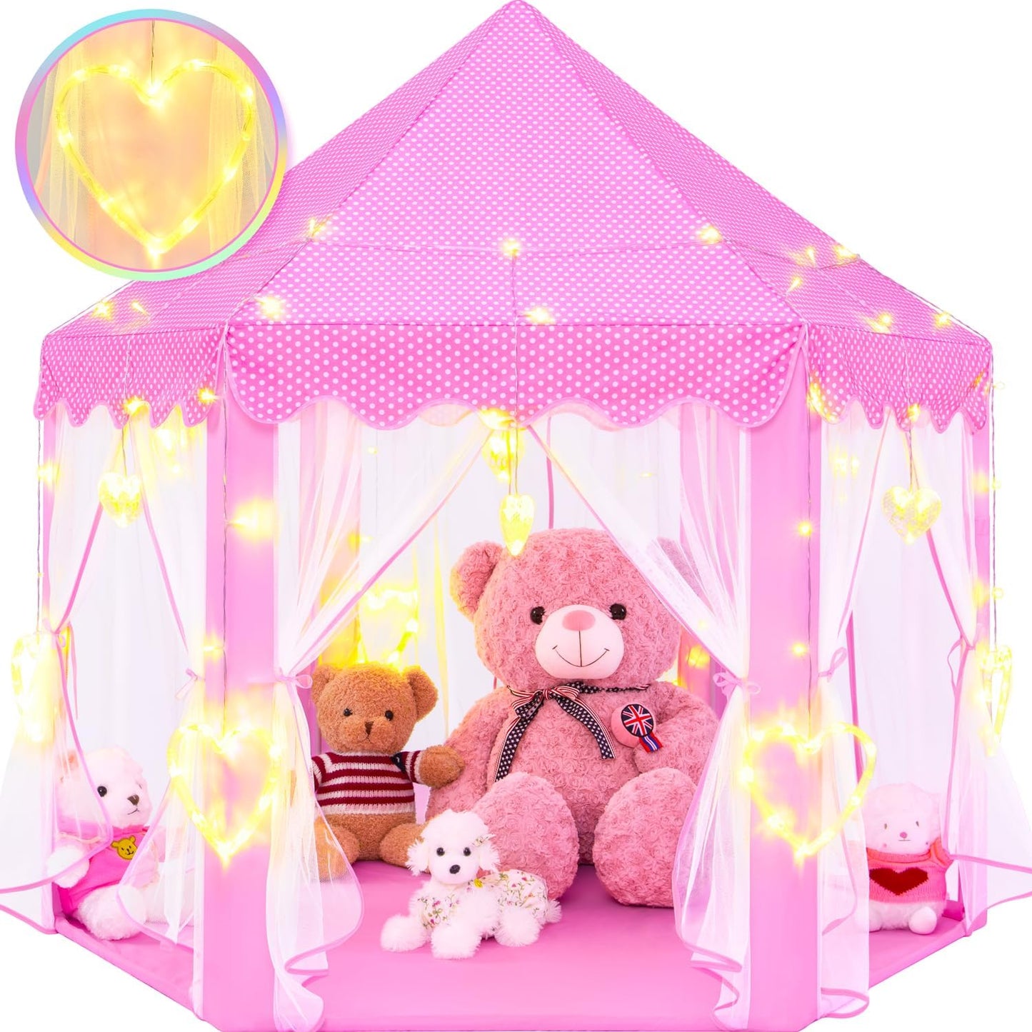 EVOIONOS Tienda de campaña de princesa para niñas con grandes luces...
