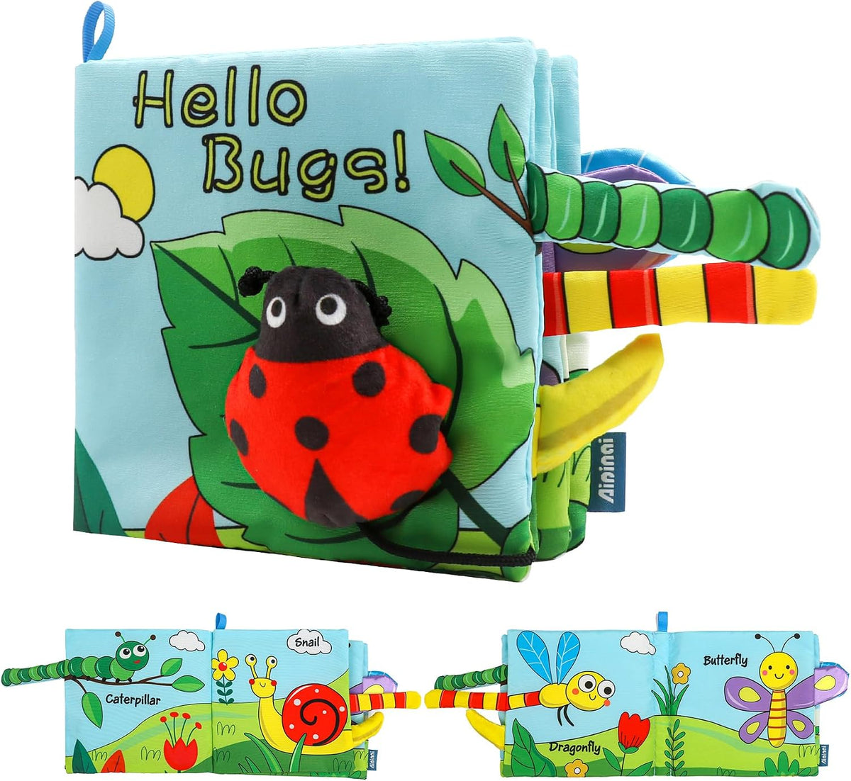 Libro de bebé suave arrugado, libro de tela sensorial para tacto y...