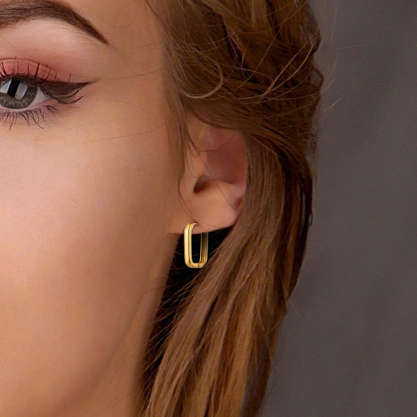 6 pares de aretes de aro chapados en oro de 14 quilates para mujer,...