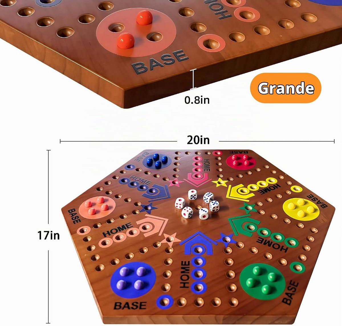 Juego de mesa de madera, juego de mármol original, doble cara, 2-6...
