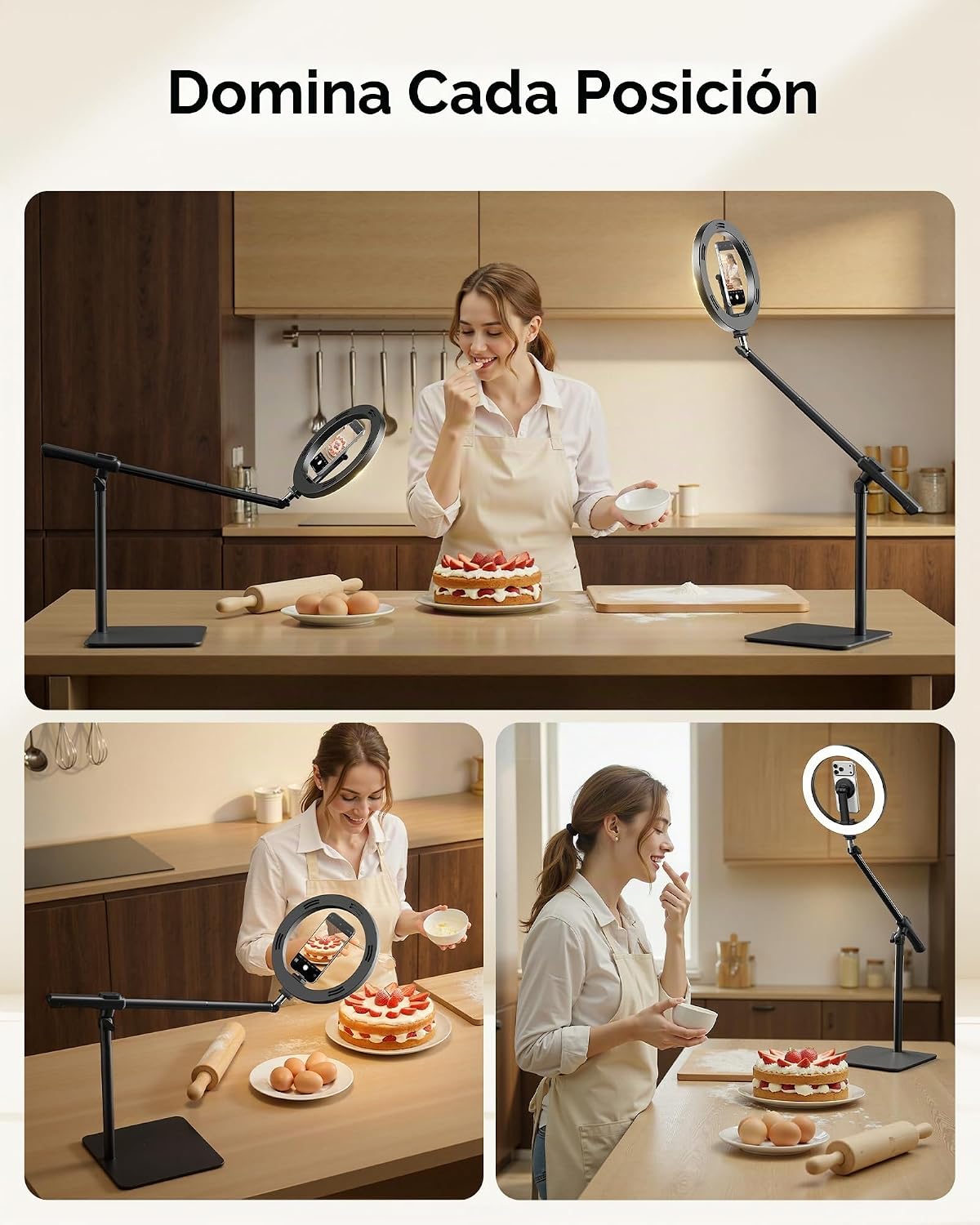 LUXSURE Anillo de luz con soporte magnético para teléfono, soporte...