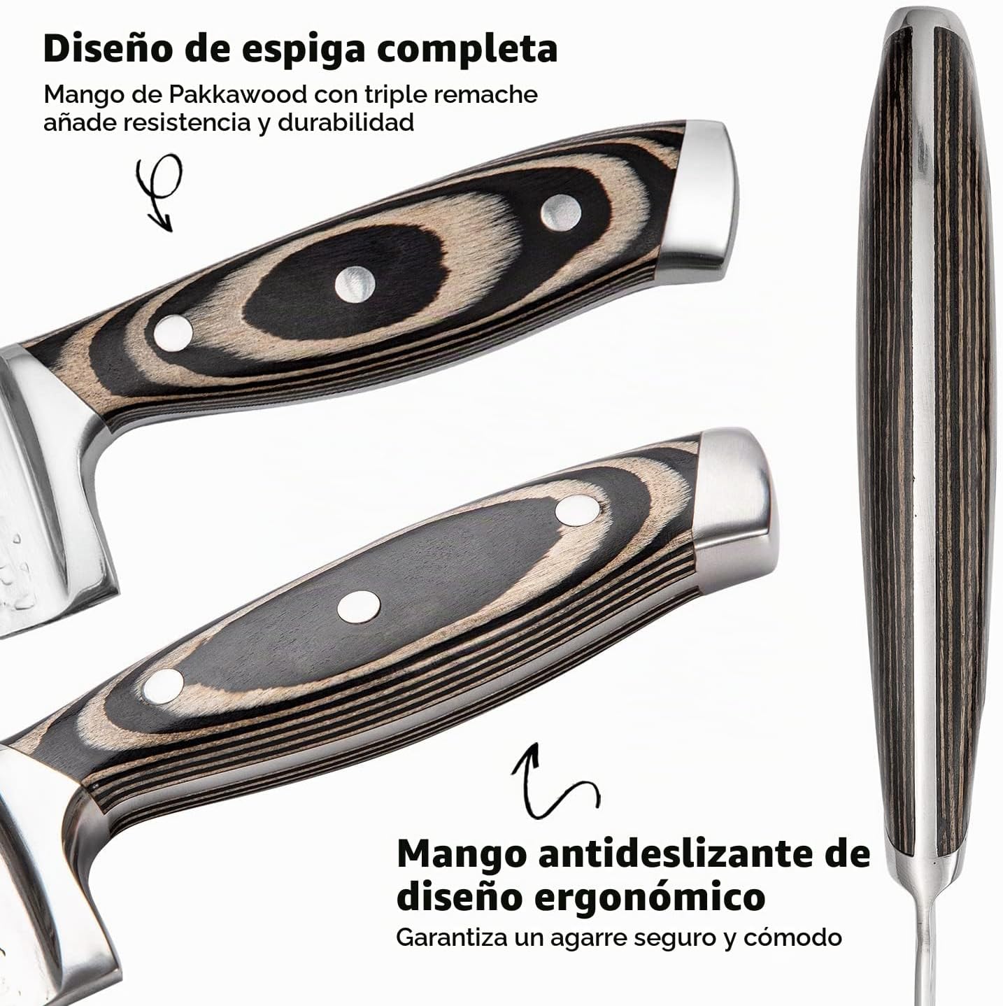 Juego de cuchillos de cocina, juego de cuchillos de 15 piezas con b...