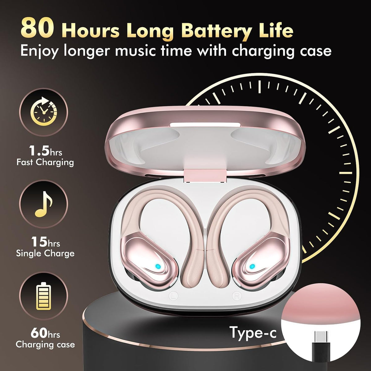 HAOYUYAN Auriculares inalámbricos, auriculares Bluetooth deportivos...
