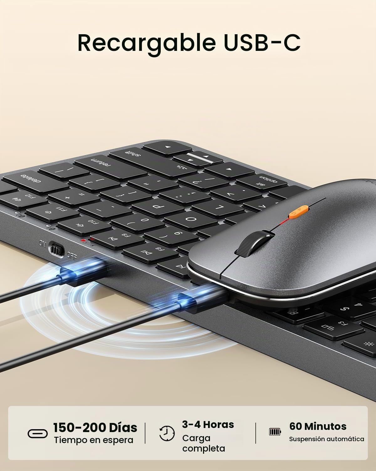 ProtoArc Teclado y mouse Bluetooth compacto retroiluminado para Mac...