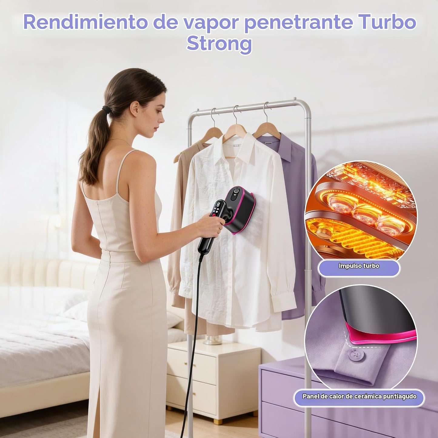 WISHBAY Vaporizador portátil de viaje de mano para ropa, vaporizado...