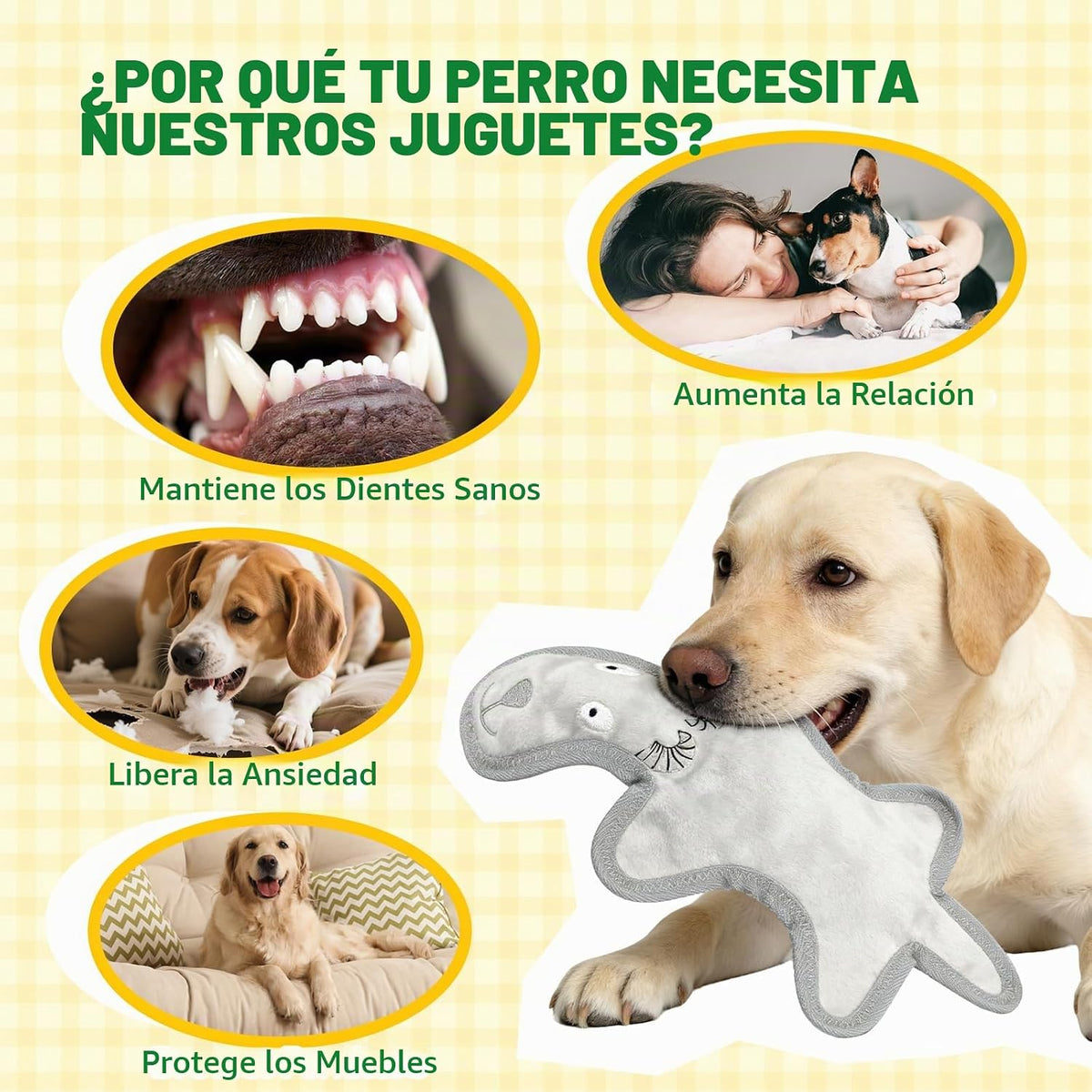 COPHCY Juguetes chirriantes para perros sin relleno, 1 juguete mast...