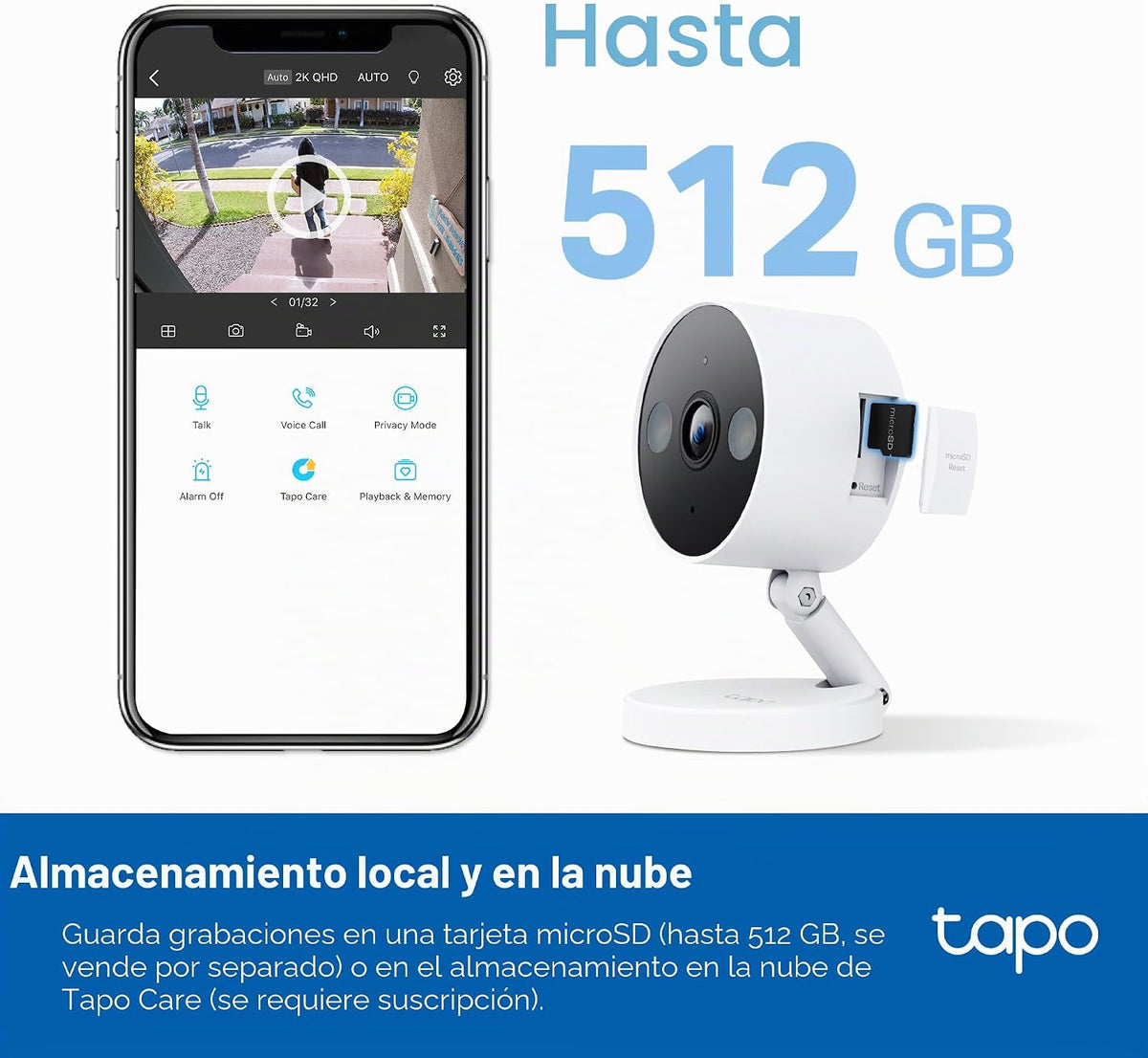 Tapo Cámara de seguridad con cable para interiores y exteriores 2K+...