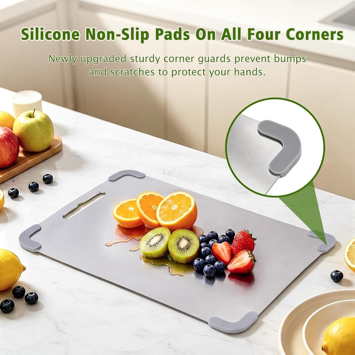 Tablas de cortar grandes de acero inoxidable para cocina, juego de...