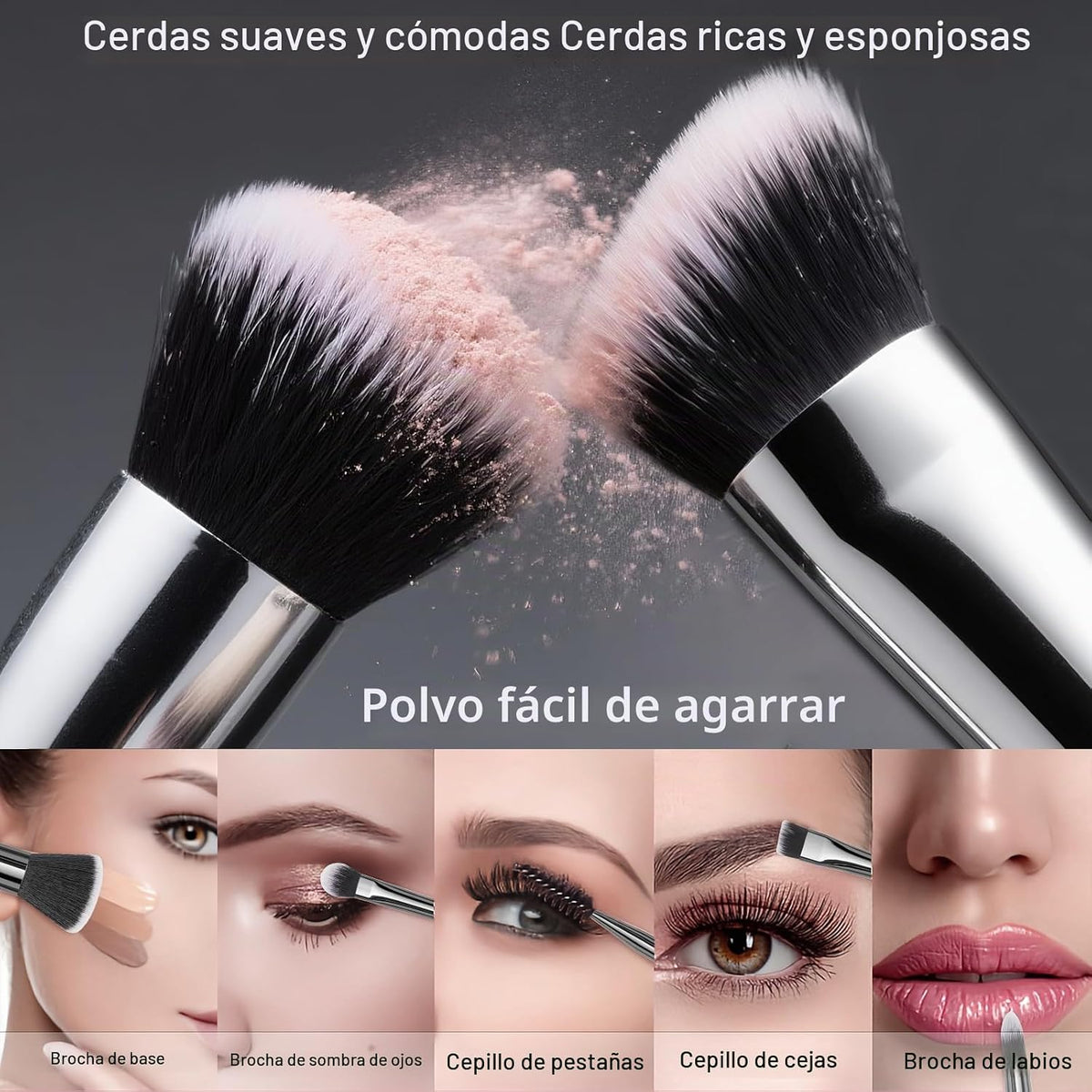 VIVID BEAUTY 18 brochas de maquillaje Pro Deluxe con estuche de via...