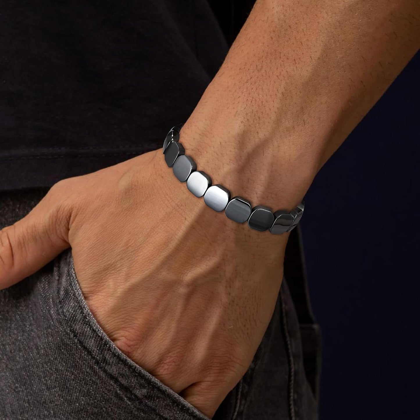 Saroly Pulsera de hematita para hombre, piedra de hematita natural,...