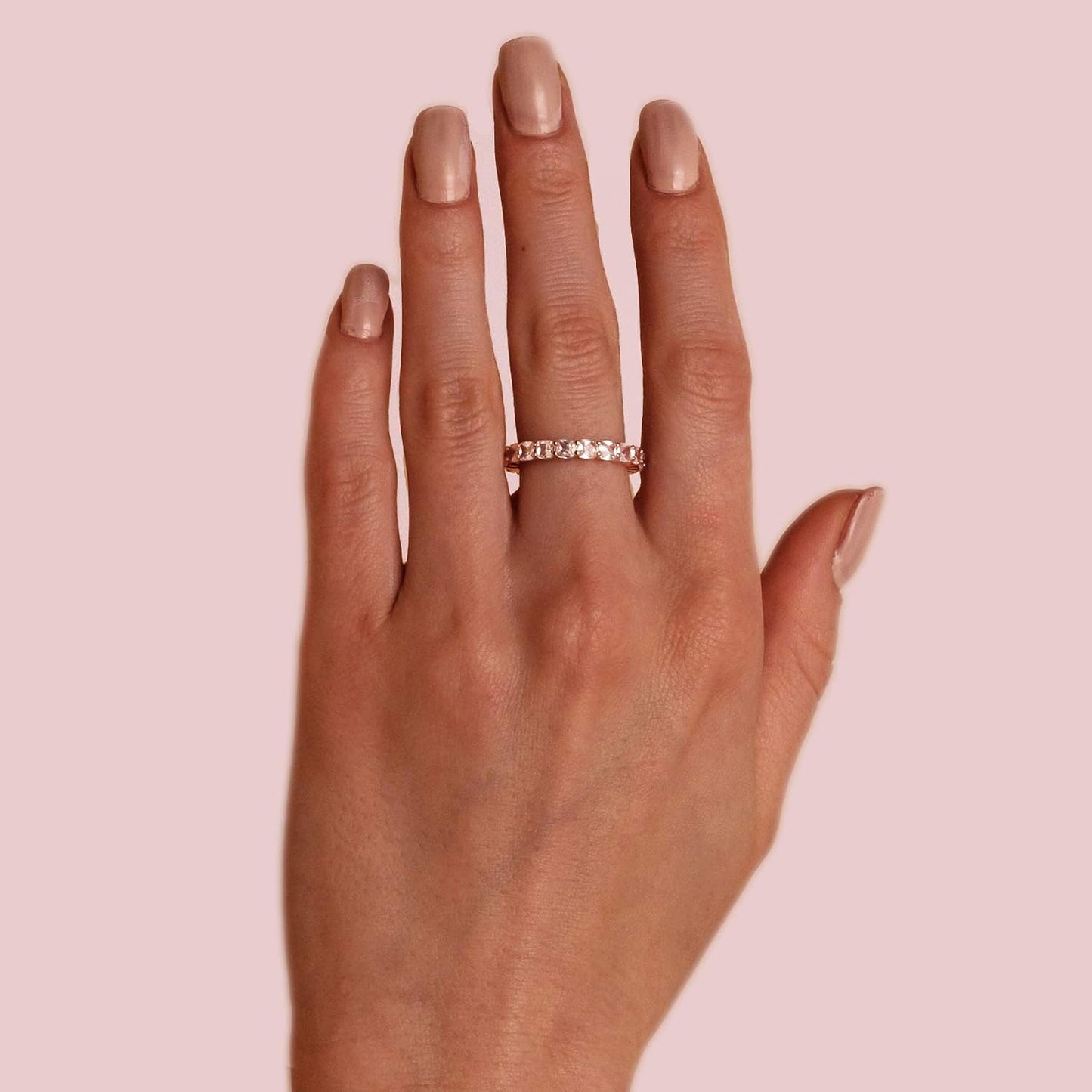 PAVOI Anillo de eternidad chapado en oro de 14 quilates para mujer...