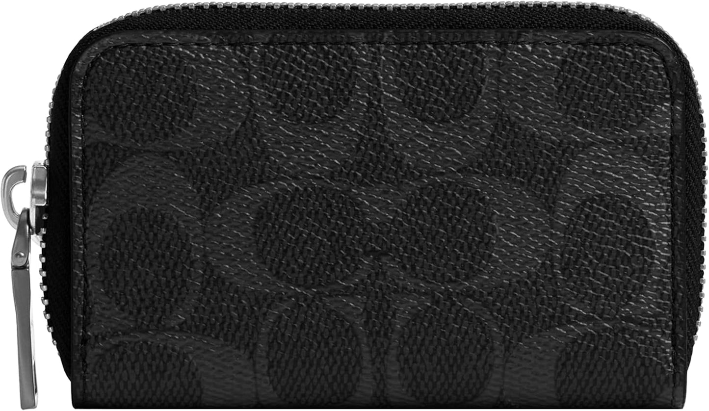 Tarjetero COACH pequeño con cremallera alrededor en Signature