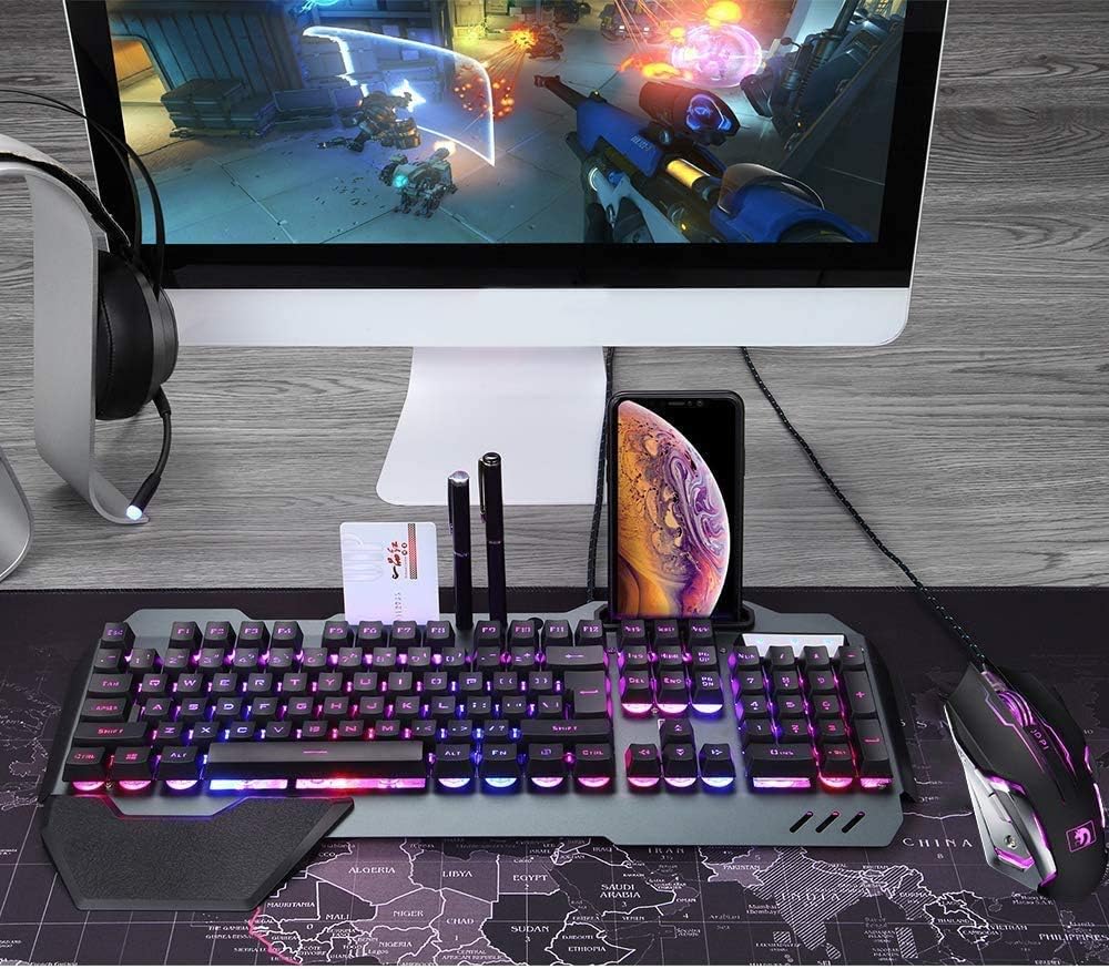 Combo de teclado y mouse con cable para juegos con alfombrilla de m...