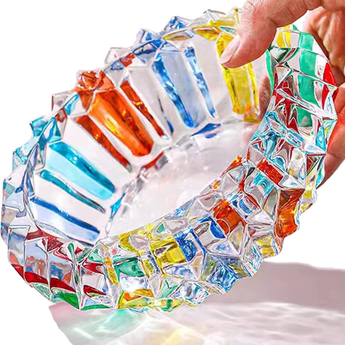 Cenicero colorido de cristal de 7 pulgadas, soporte para bandeja de...