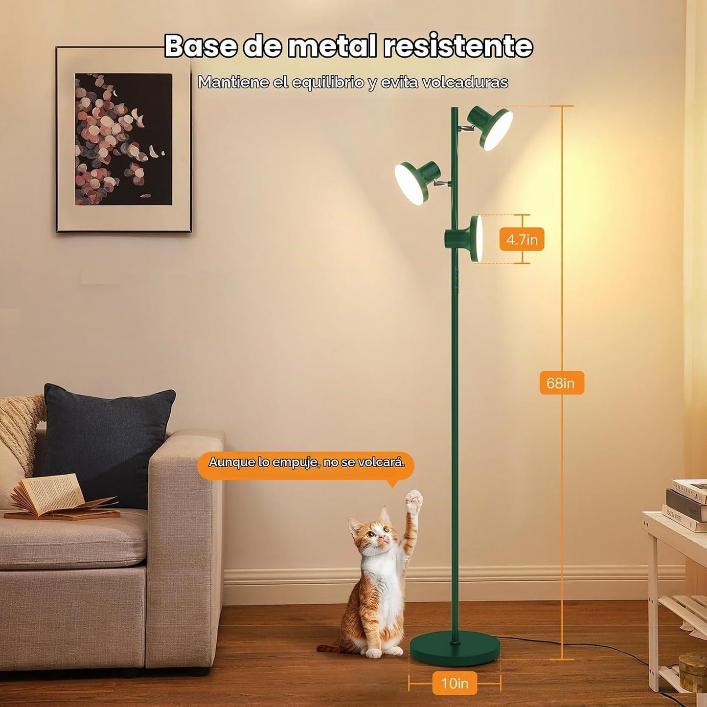 SIBRILLE Lámpara de pie LED de árbol de 36W, lámpara de pie ajustab...
