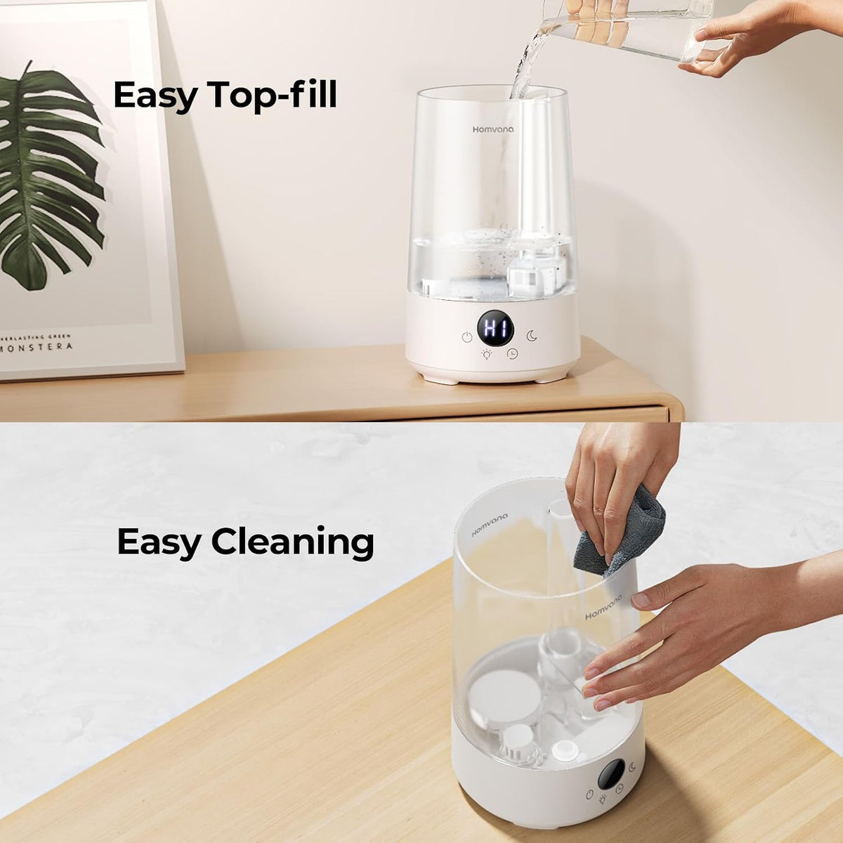Homvana Humidificadores para dormitorio y hogar, 3.6 L de llenado s...