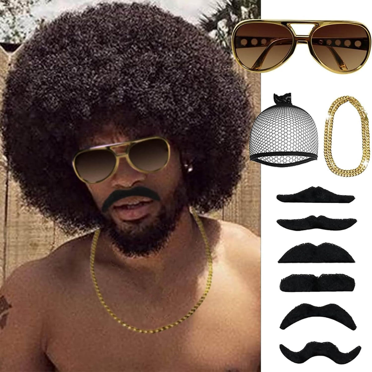 BECUS Pelucas rizadas afro para hombres, peluca negra suave, corta,...