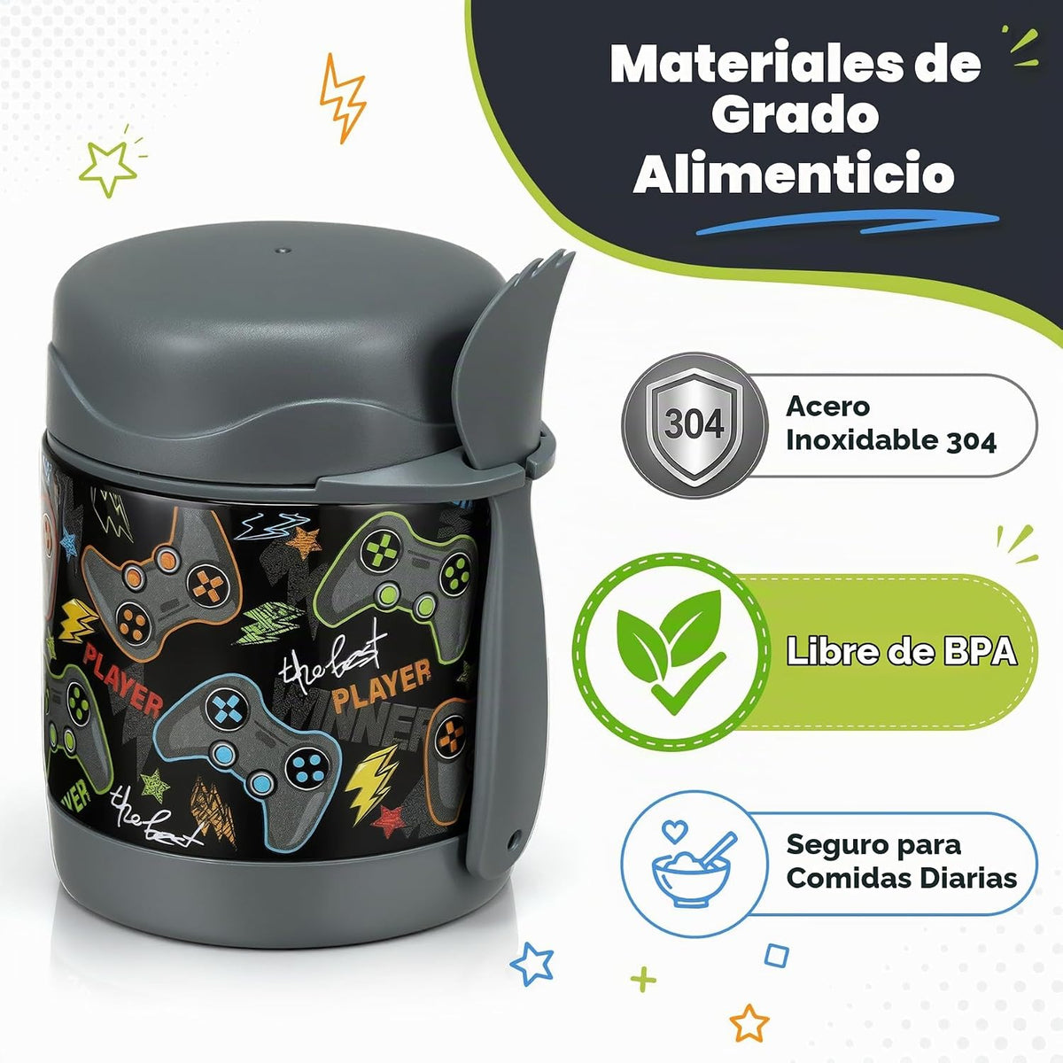 Thermo de 300 ml para sopa de alimentos calientes para niños, tarro...