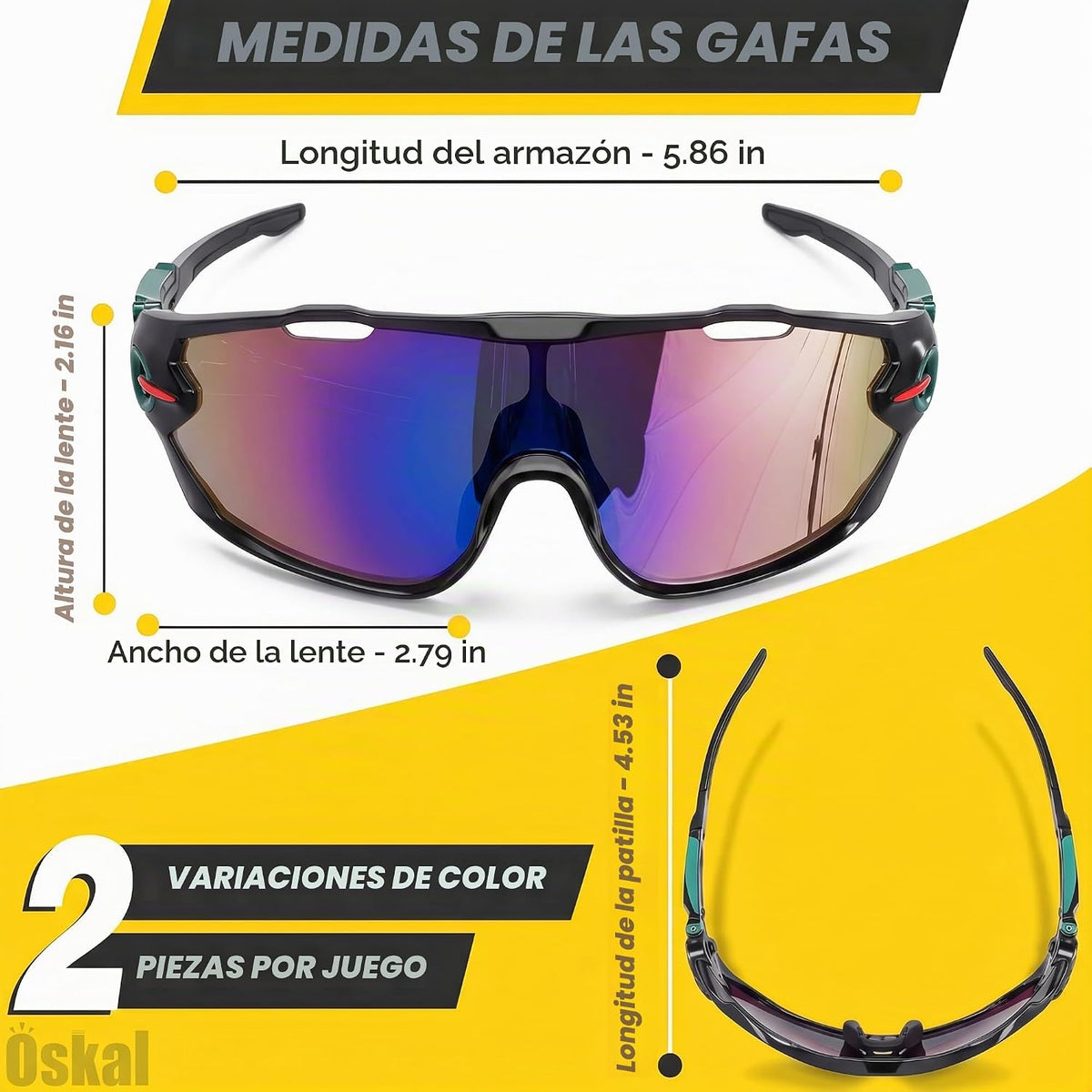 Luxbon - 2 lentes de correr para hombres y mujeres, resistentes a l...
