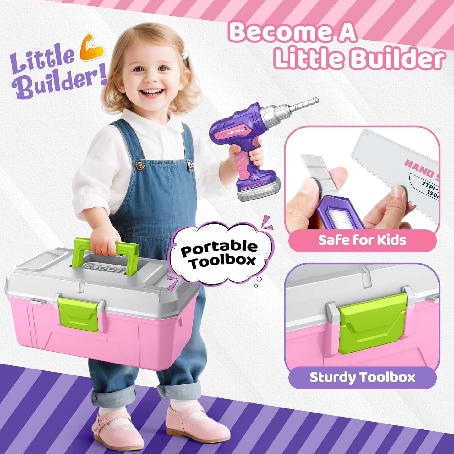 Juego de herramientas para niños con caja de herramientas portátil...