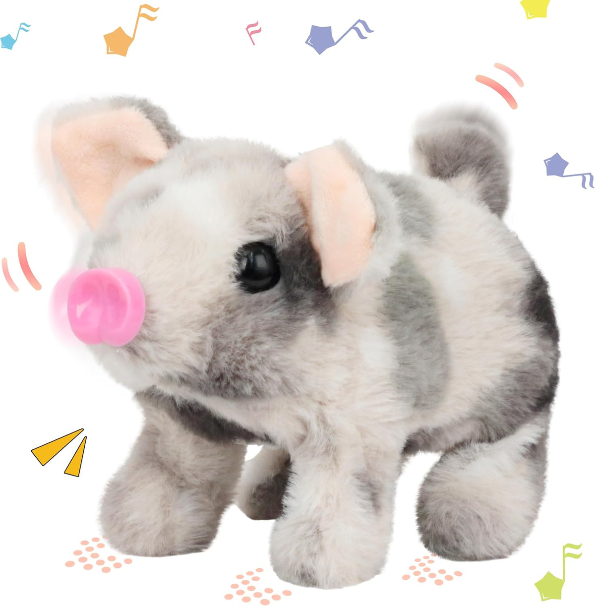 Hopearl - Juguete electrónico interactivo de peluche, cerdo con man...