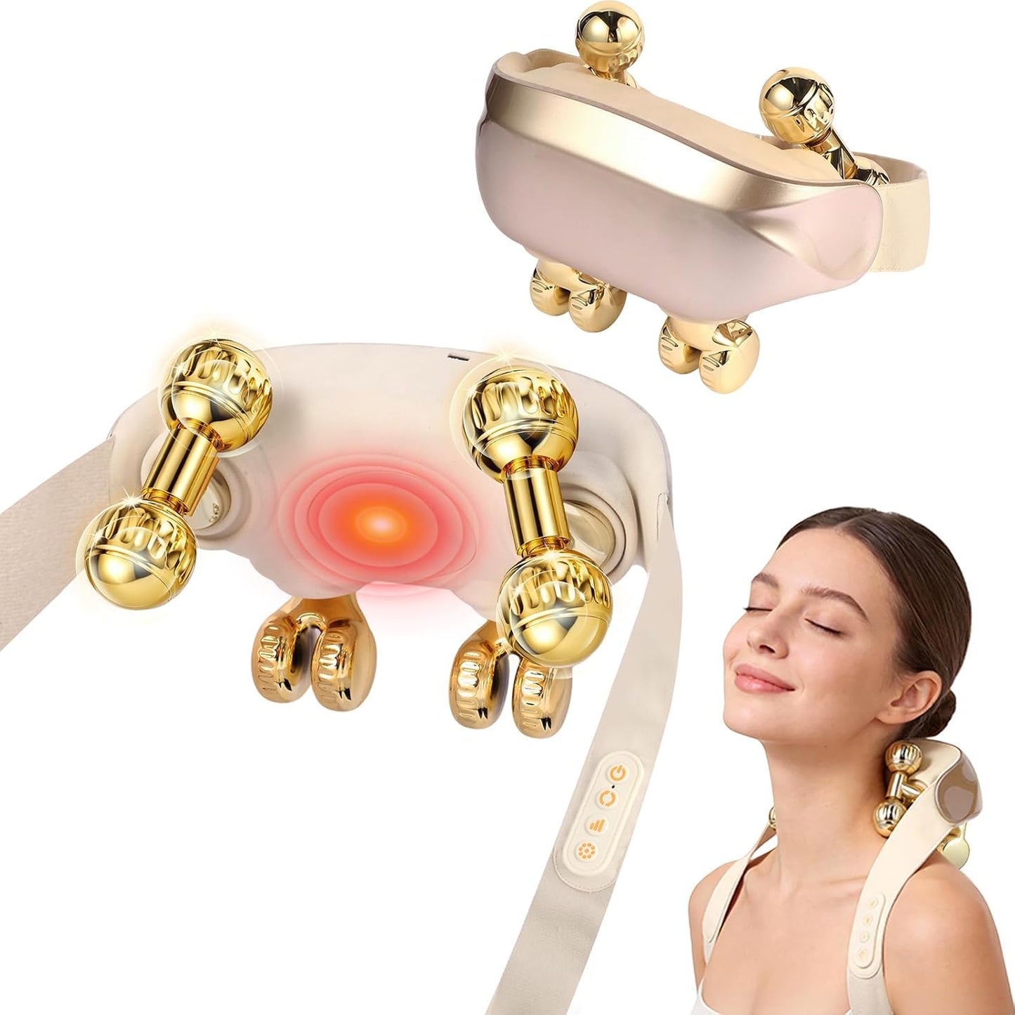 EvokeJoy Masajeador de cuello y hombros con calor, elegante masajea...