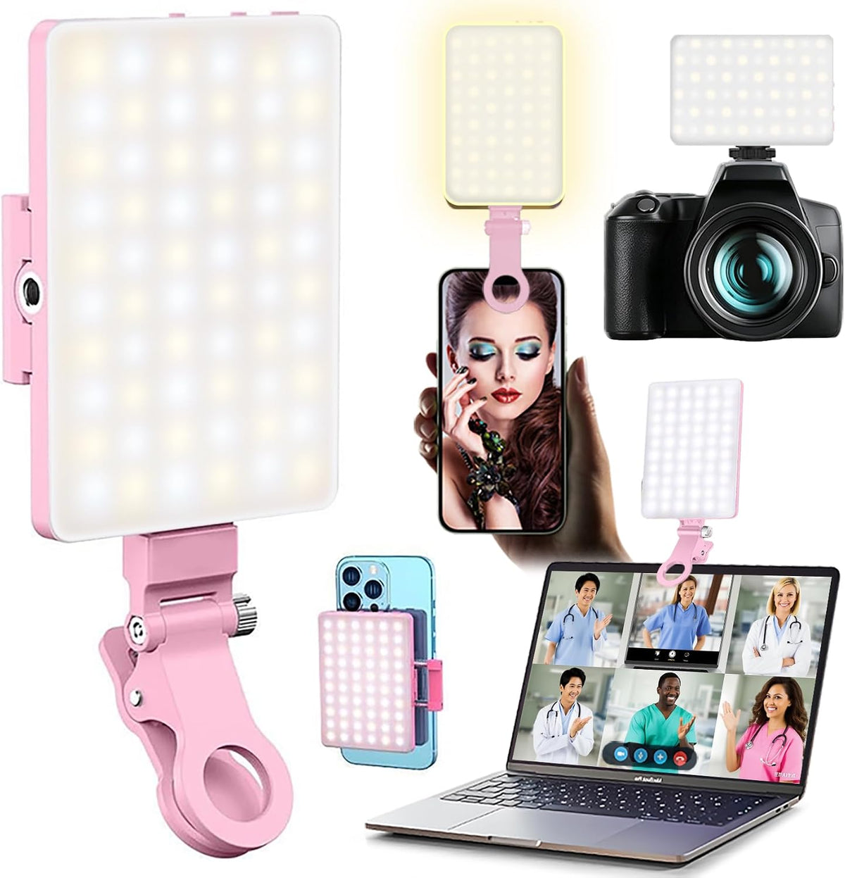 60 LED Luz Portátil para Selfie Iluminación de Videoconferencia con...