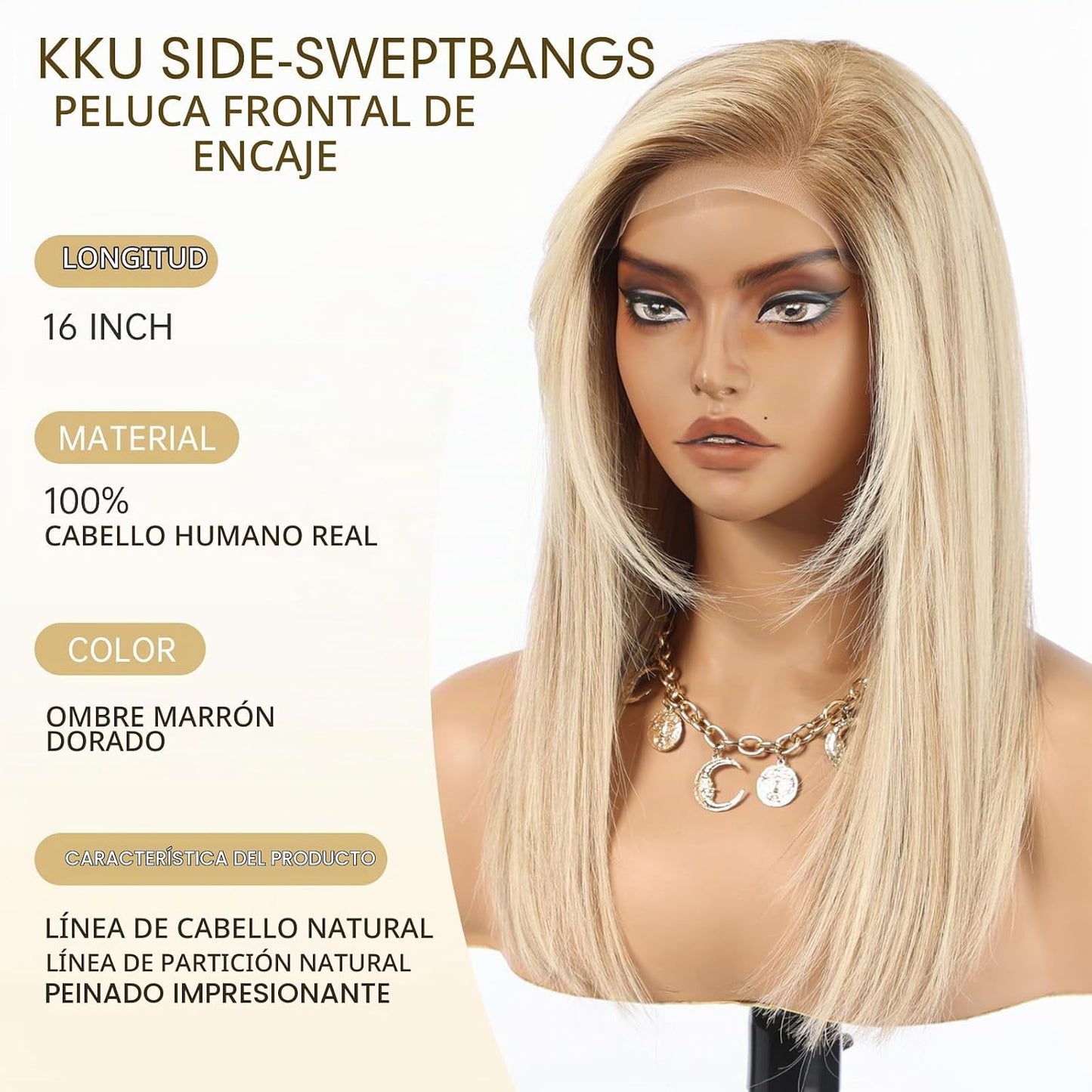 Wear but free KKU Pelucas de cabello 100% humano para mujer, peluca...