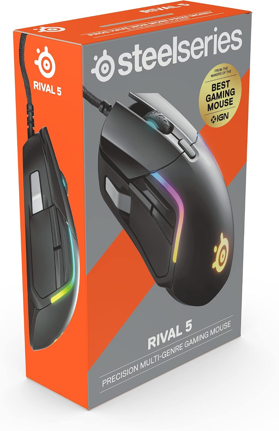 SteelSeries Rival 5 Mouse para juegos con iluminación RGB PrismSync...