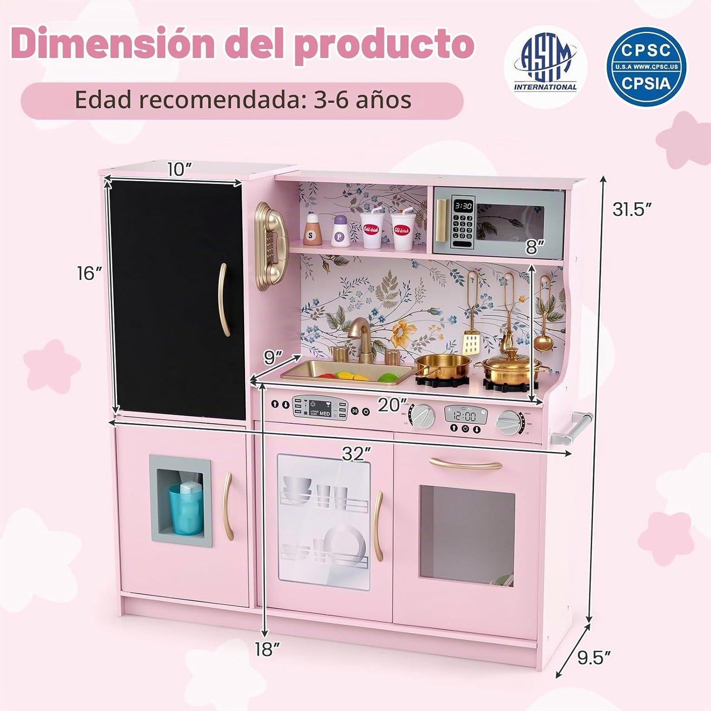Costzon Juego de cocina para niños, juego de juguetes de cocina de...
