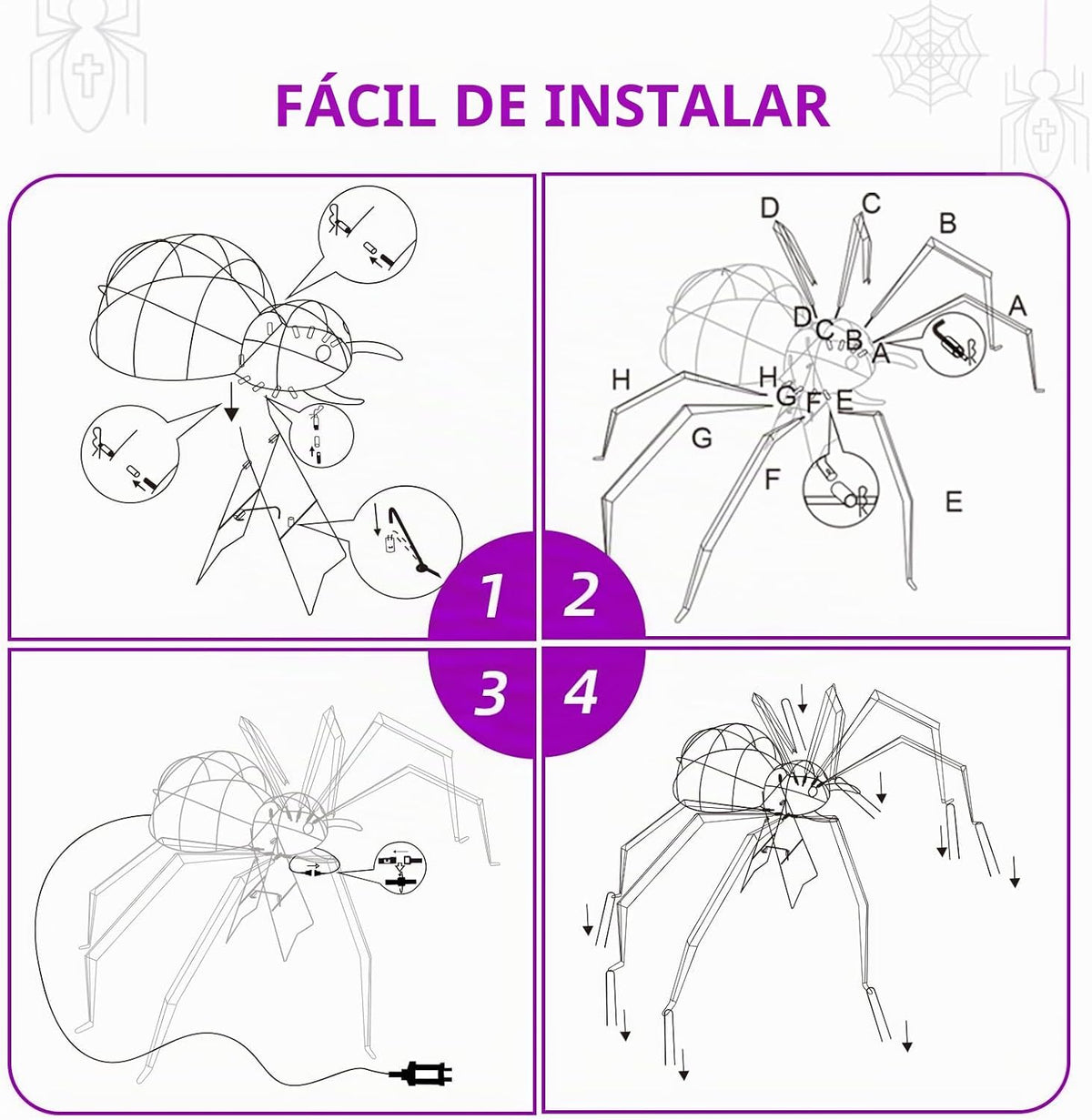Decoración de Halloween para exteriores de araña gigante, decoració...